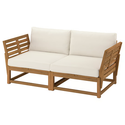 Modularna sofa dvosjed, napolju rukohvati/svijetlosmeđe bajcovano Frösön/Duvholmen bež, 183 cm