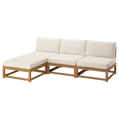 Modularna sofa trosjed s lenjivcem, napolju svijetlosmeđe bajcovano/Frösön/Duvholmen bež, 243 cm