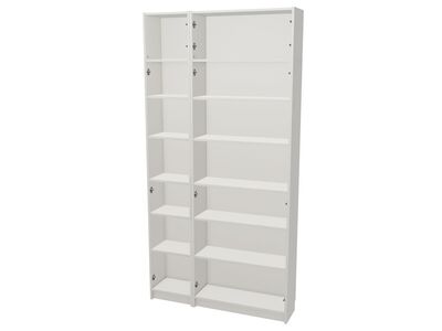 Biblioteka sa stakl. vratima, bela 120x32x237 cm