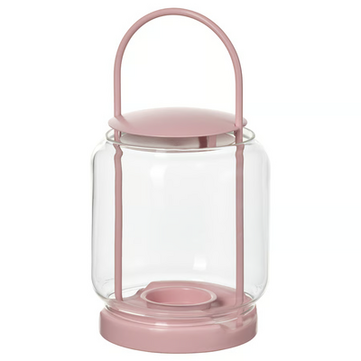 Fenjer za čajnu svijećicu,unutra/spo, roze, 21 cm