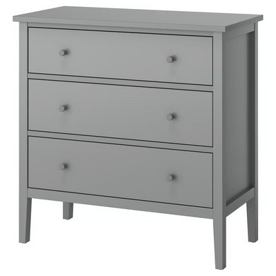 Komoda s 3 fioke, siva, 99x48x100 cm