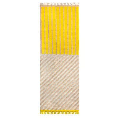 Tepih, ravno tkani, žuta/dezen na pruge, 70x200 cm