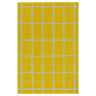 Tepih, niski flor, žuta/karirano, 60x90 cm