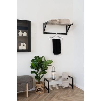 Padova polica za šešire, drvo/čelik, crna 78 × 32 cm