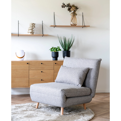 Marlow sofa na razvlačenje Siva, prirodne noge