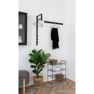 Swansea stalak za obuću od čelika, sa 3 police, crne boje, dimenzija 49,5 × 25 × 60 cm