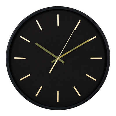 Kensington zidni sat, crni, tihi mehanizam ø35 cm