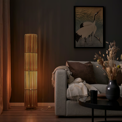 Podna lampa, bambus, 118 cm