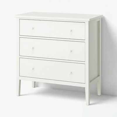 Komoda s 3 fioke, bijela, 99x48x100 cm