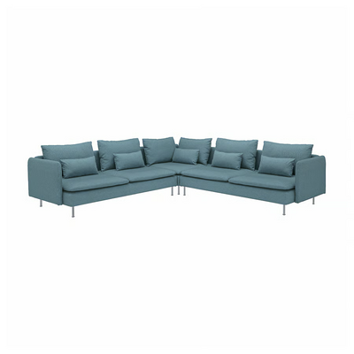 Ugaona sofa, 6-sed, Fridtuna tamnosiva-plava