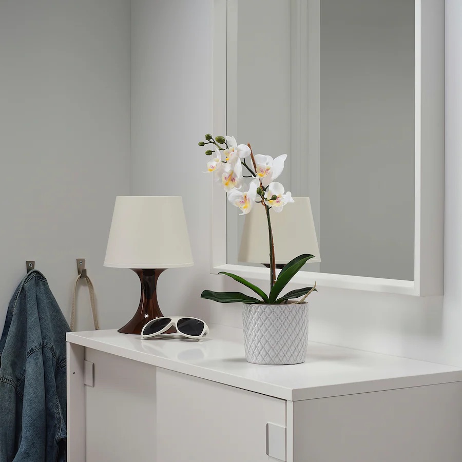 Vještacka biljka u saksiji, orhideja bijela 9 cm