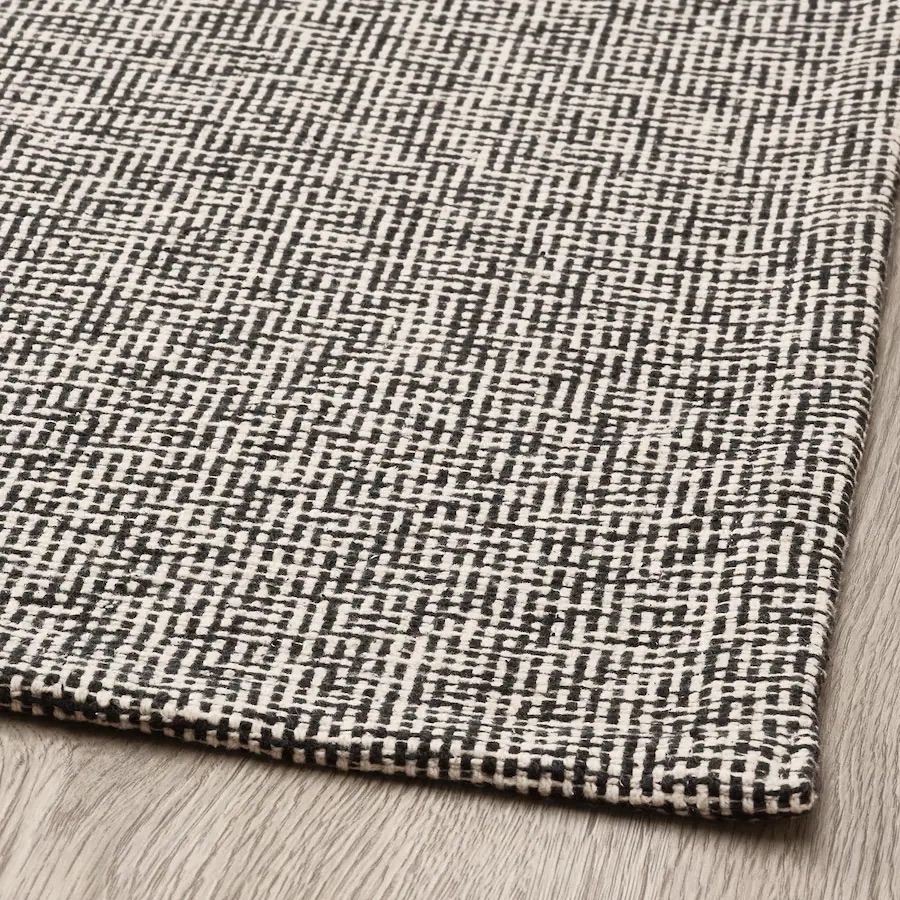 Tepih, ravno tkani, crna/natur, 80x150 cm