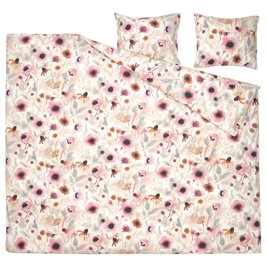 Jorganska navlaka i 2 jastučnice, raznobojno/cvijetna šara, 200x200/50x60 cm