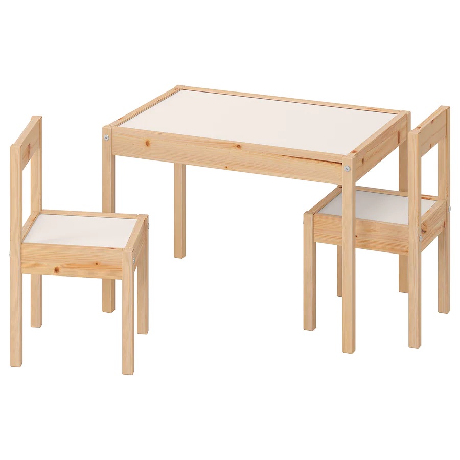 Dječiji sto s 2 stolice, bijela/borovina