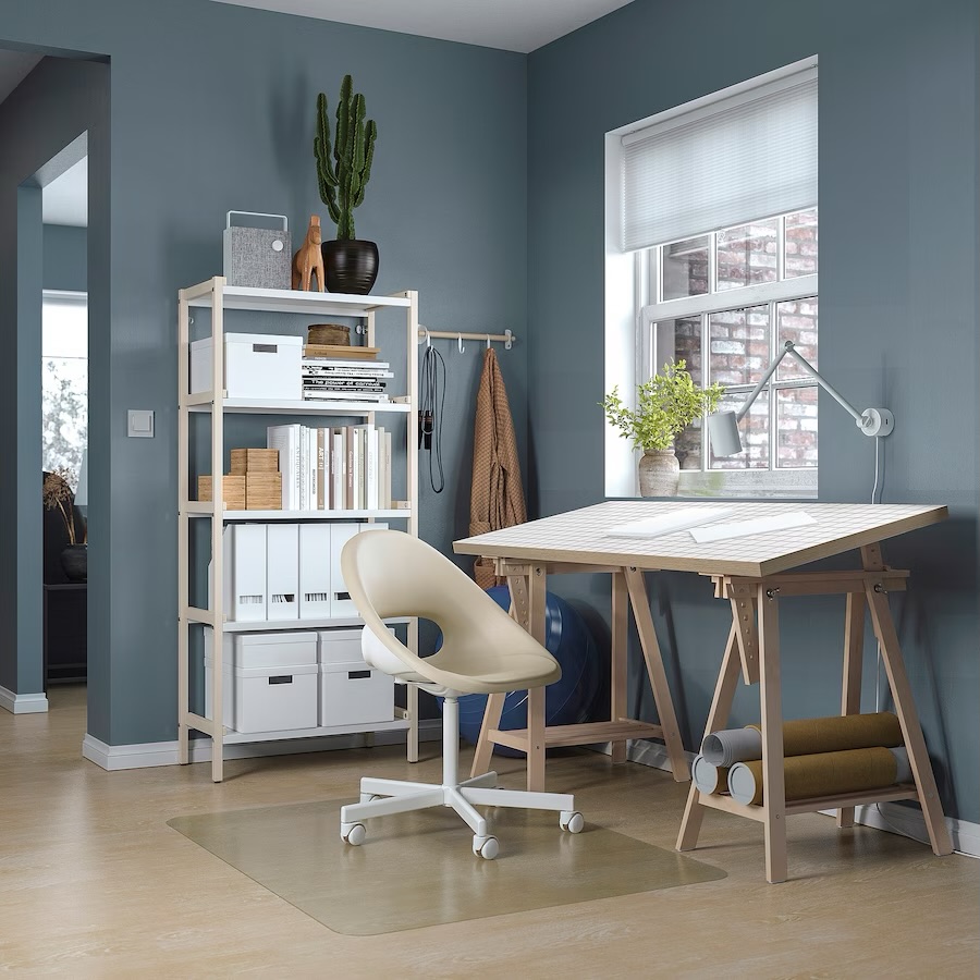 Radni sto, bijela boja antracita/breza, 140x60 cm