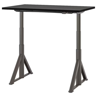 Podesivi radni sto, crna/tamnosiva, 120x70 cm