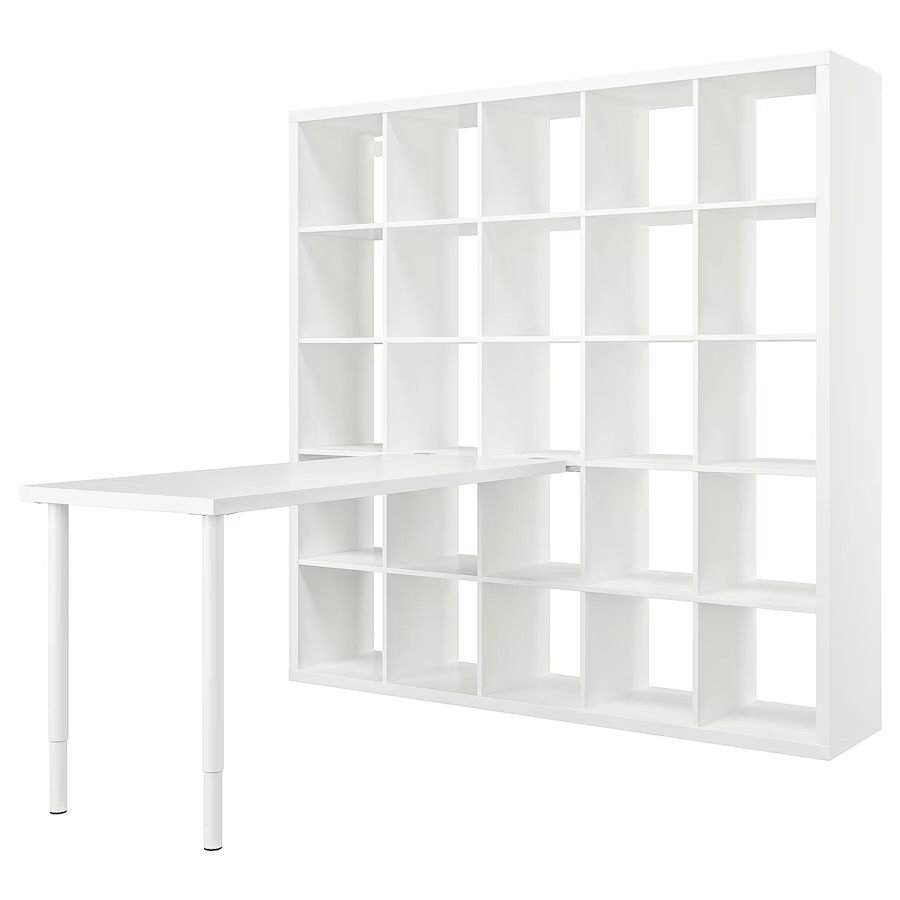 Kombinacija za radni sto, bijela, 182x179x182 cm