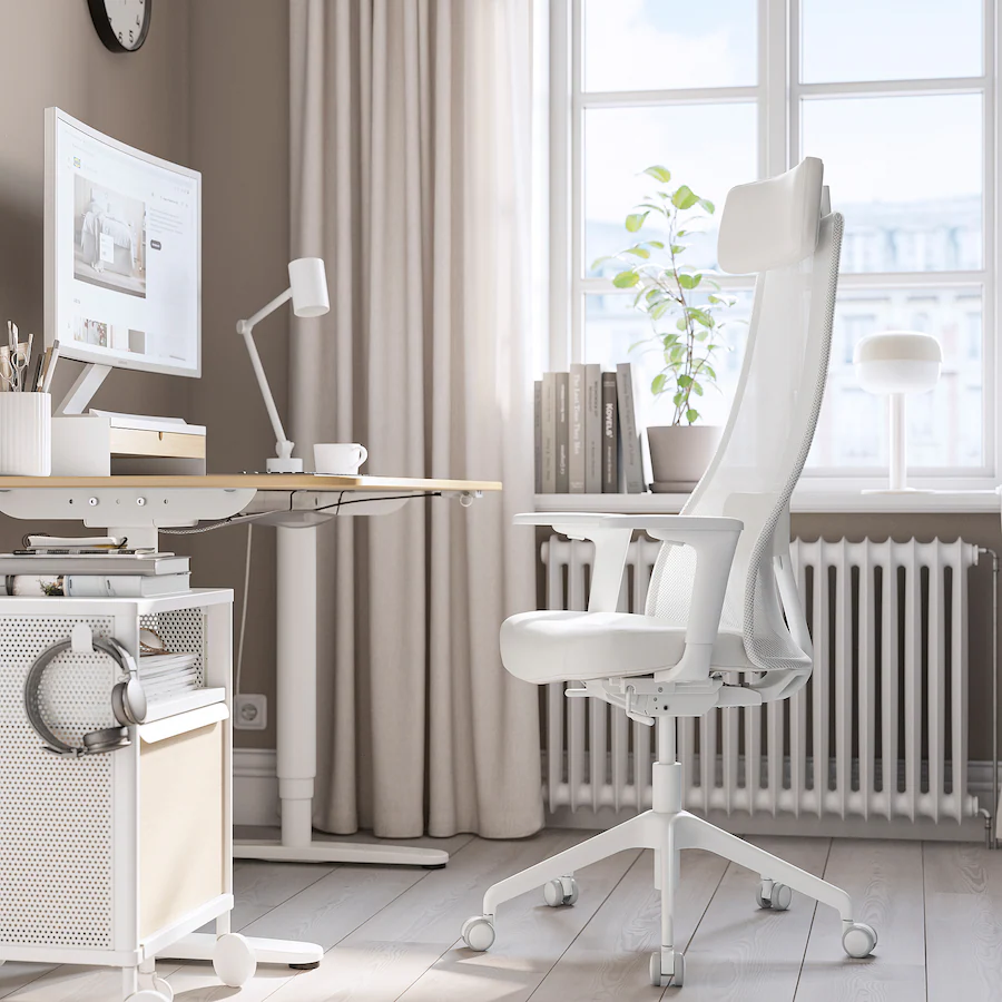Kancelarijska stolica s rukohvatima, Grann bijela