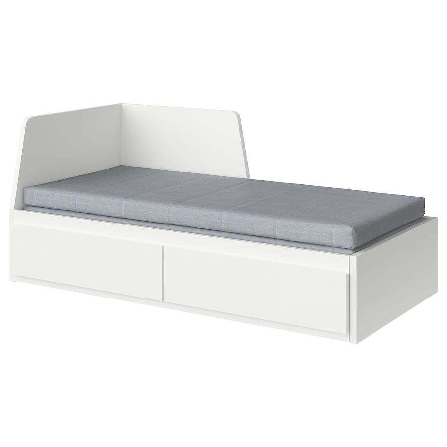 Dnevni krevet s 2 fioke/2 dušeka, bijela/Ågotnes tvrdo, 80x200 cm
