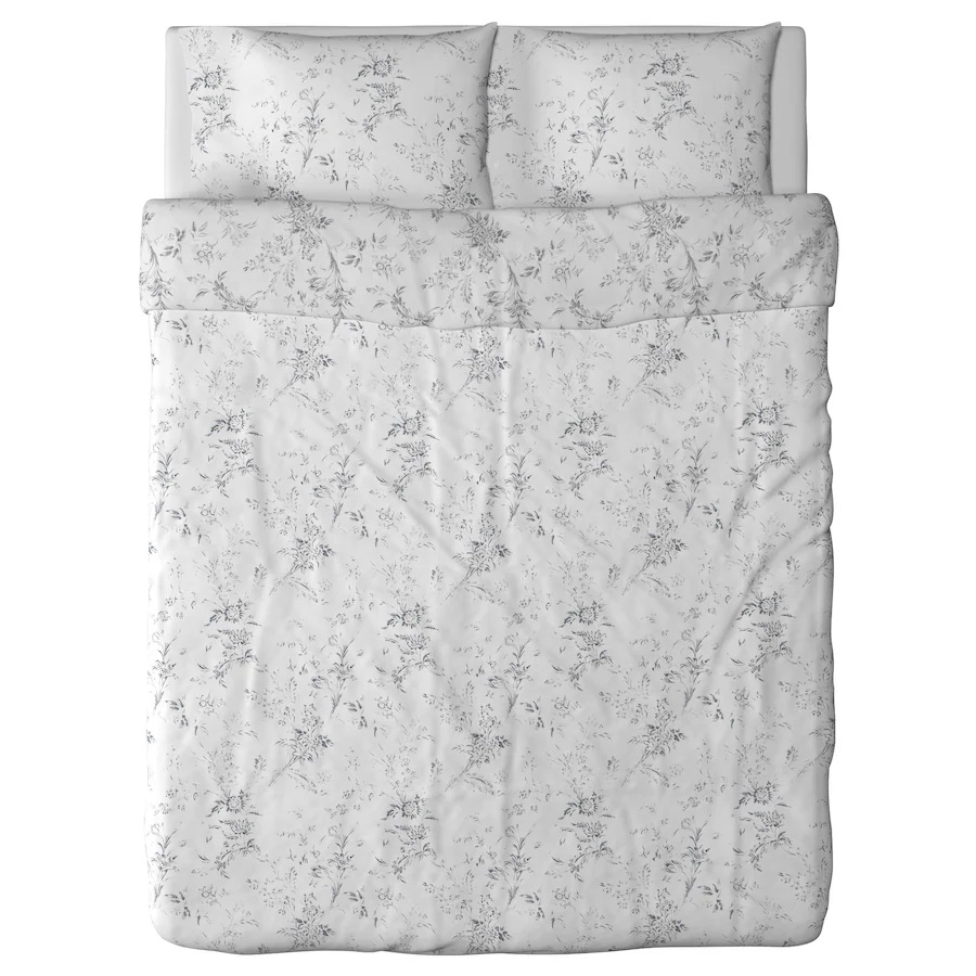 Jorganska navlaka i 2 jastučnice, bijela/siva 200x200/50x60 cm
