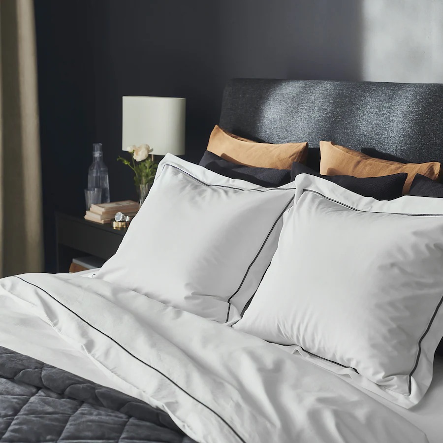 Jorganska navlaka i 2 jastučnice, bijela/tamnosiva 200x200/50x60 cm