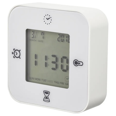 Sat/termometar/alarm/budilnik, bijela