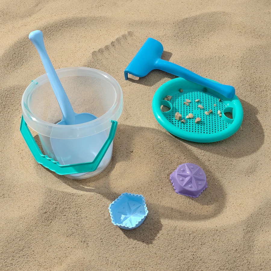 Set za pijesak, 6 djelova, plava/zelena