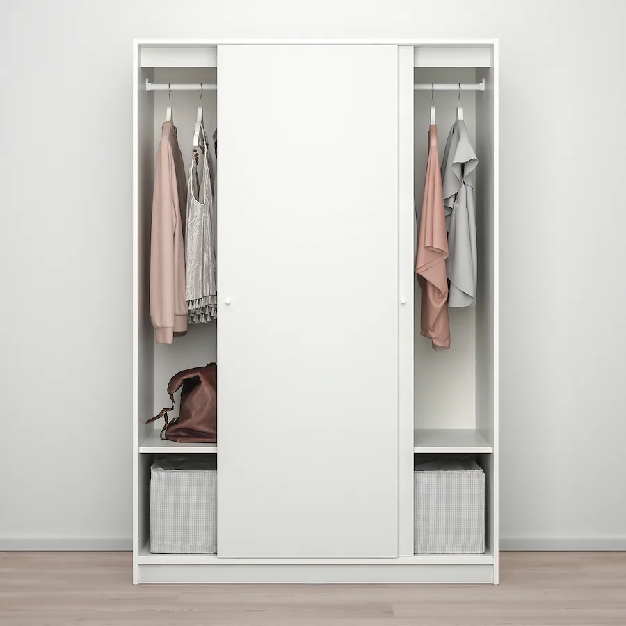 Garderober s kliznim vratima, bijela 117x176 cm