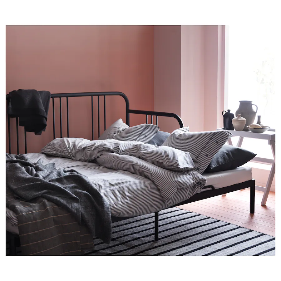 Dnevni krevet s 2 dušeka, crna/Ågotnes tvrdo, 80x200 cm