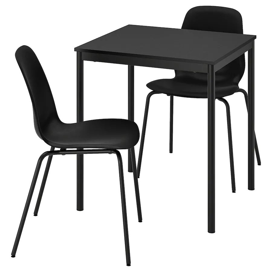 Sto i 2 stolice, crna/crna/crna/crna, 67x67 cm