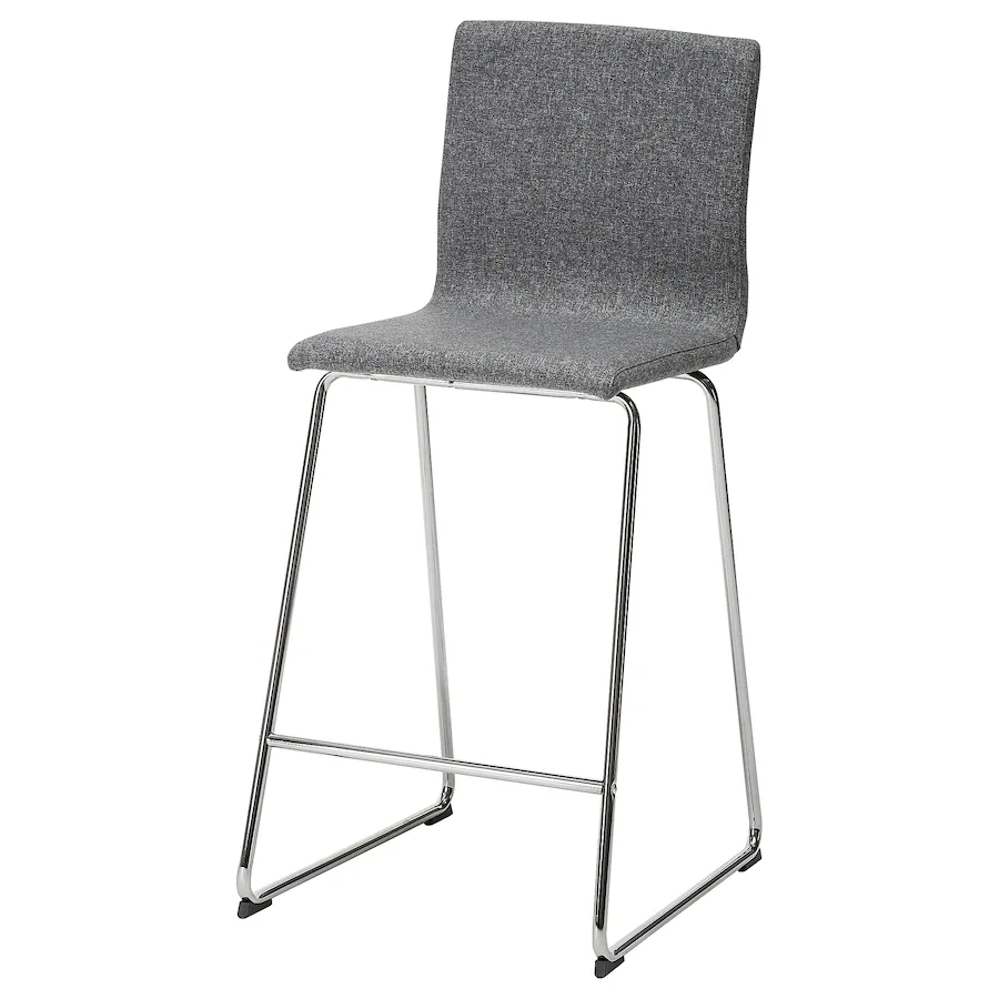 Barska stolica s naslonom, hromirano/Gunnared zagasitosiva, 67 cm