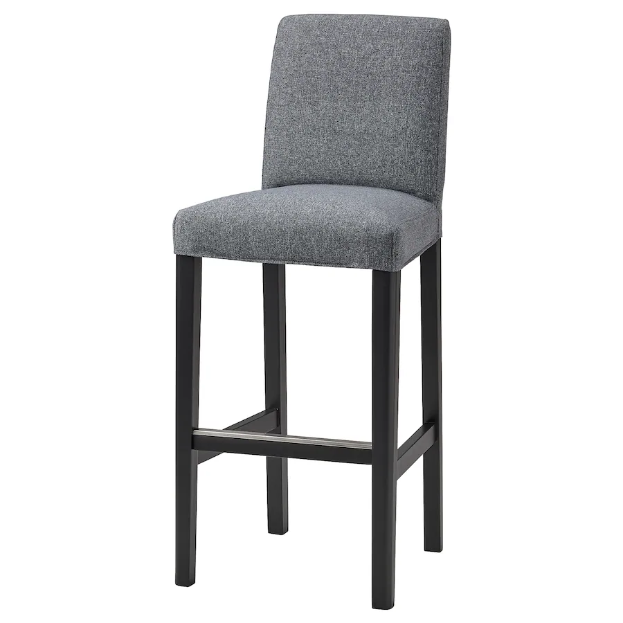 Barska stolica s naslonom, crna/Gunnared zagasitosiva, 75 cm