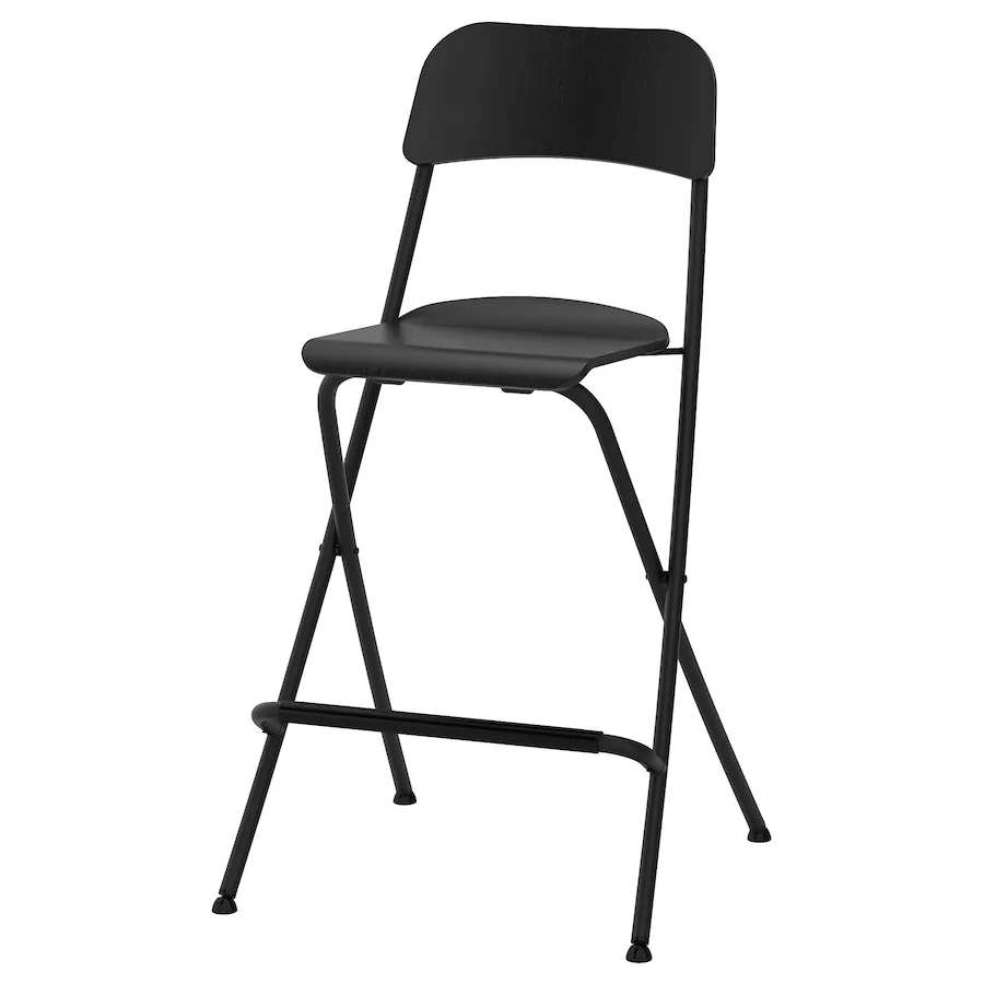 Barska stolica s nasl.,sklopiva, crna/crna, 63 cm