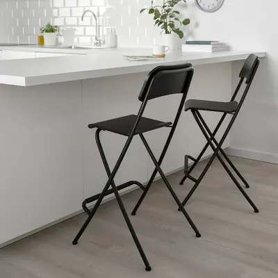 Barska stolica s nasl.,sklopiva, crna/crna, 63 cm