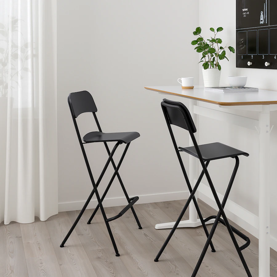 Barska stolica s nasl.,sklopiva, crna/crna, 74 cm