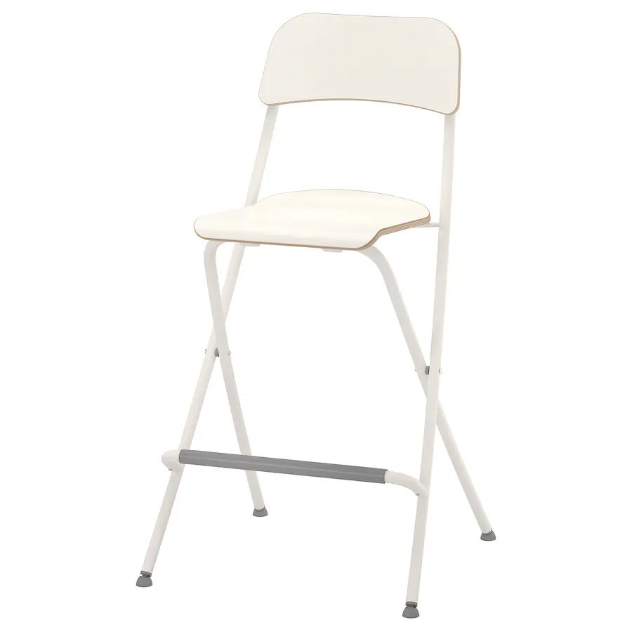 Barska stolica s nasl.,sklopiva, bijela/bijela, 63 cm
