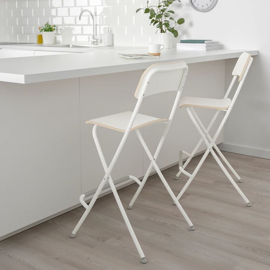 Barska stolica s nasl.,sklopiva, bijela/bijela, 63 cm