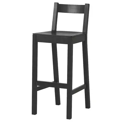 Barska stolica s naslonom, crna, 75 cm