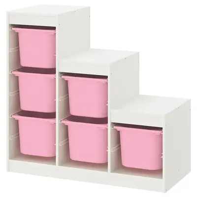 Kombinacija za odlaganje, bijela/roze, 99x44x94 cm
