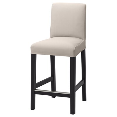 Barska stolica s naslonom, crna/Hallarp bež, 62 cm