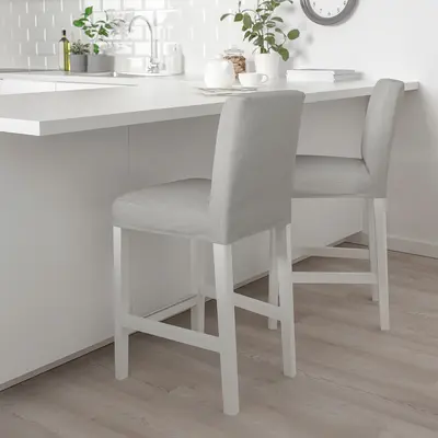Barska stolica s naslonom, bijela/Orrsta svijetlosiva, 62 cm