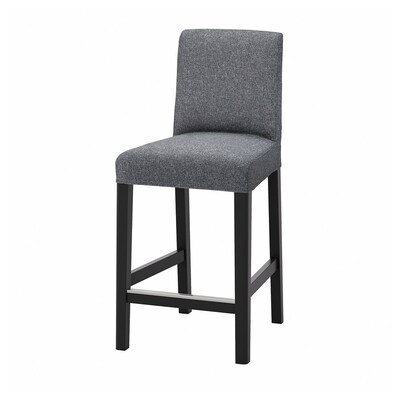 Barska stolica s naslonom, crna/Gunnared zagasitosiva, 62 cm