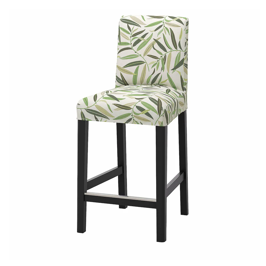 Barska stolica s naslonom, crna/Fågelfors raznobojno, 62 cm