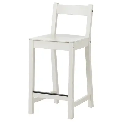 Barska stolica s naslonom, bijela, 62 cm