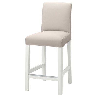 Barska stolica s naslonom, bijela/Hallarp bež, 62 cm