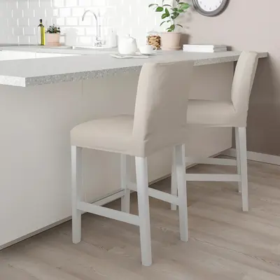 Barska stolica s naslonom, bijela/Hallarp bež, 62 cm