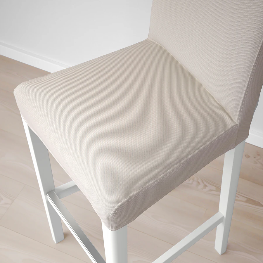 Barska stolica s naslonom, bijela/Hallarp bež, 75 cm