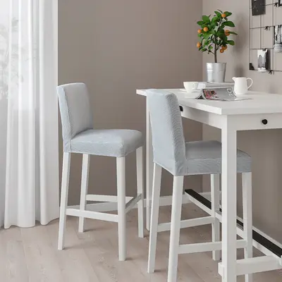 Barska stolica s naslonom, bijela/Rommele tamnoplava/bijela, 75 cm