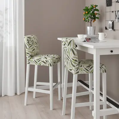 Barska stolica s naslonom, bijela/Fågelfors raznobojno, 75 cm