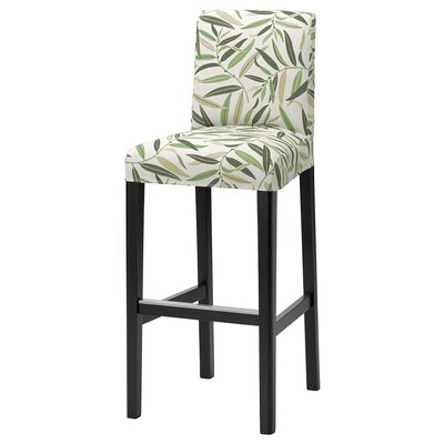 Barska stolica s naslonom, crna/Fågelfors raznobojno, 75 cm